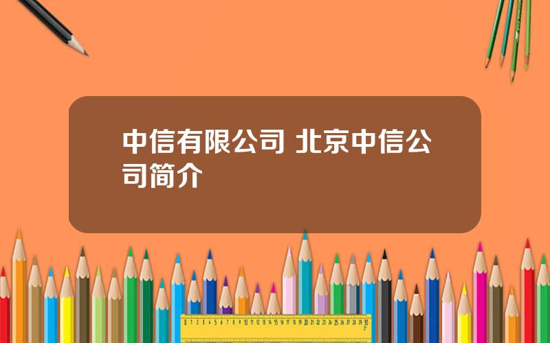 中信有限公司 北京中信公司简介